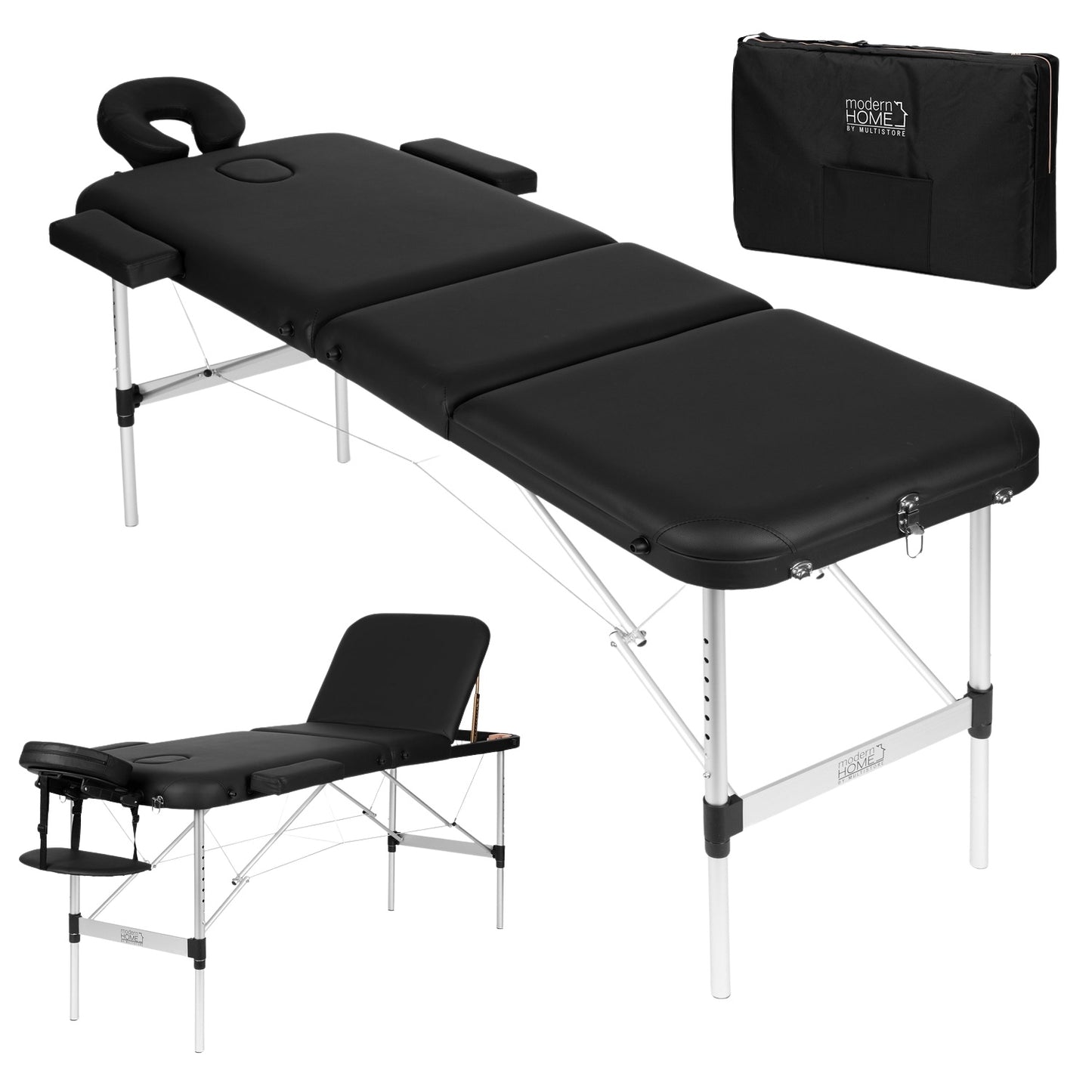 Aluminium 3-Section Foldable Massage Table with Bag
