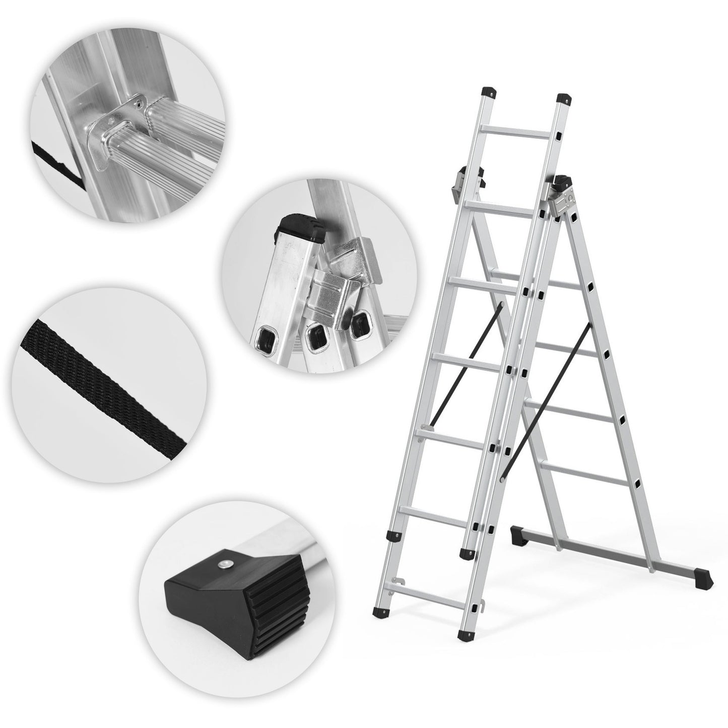 Aluminum 3x7 Multi-Purpose Ladder, 150 kg Capacity