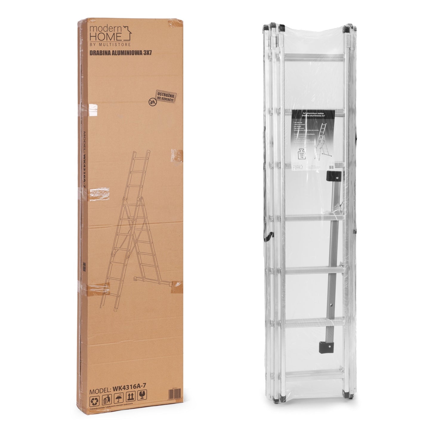 Aluminum 3x7 Multi-Purpose Ladder, 150 kg Capacity
