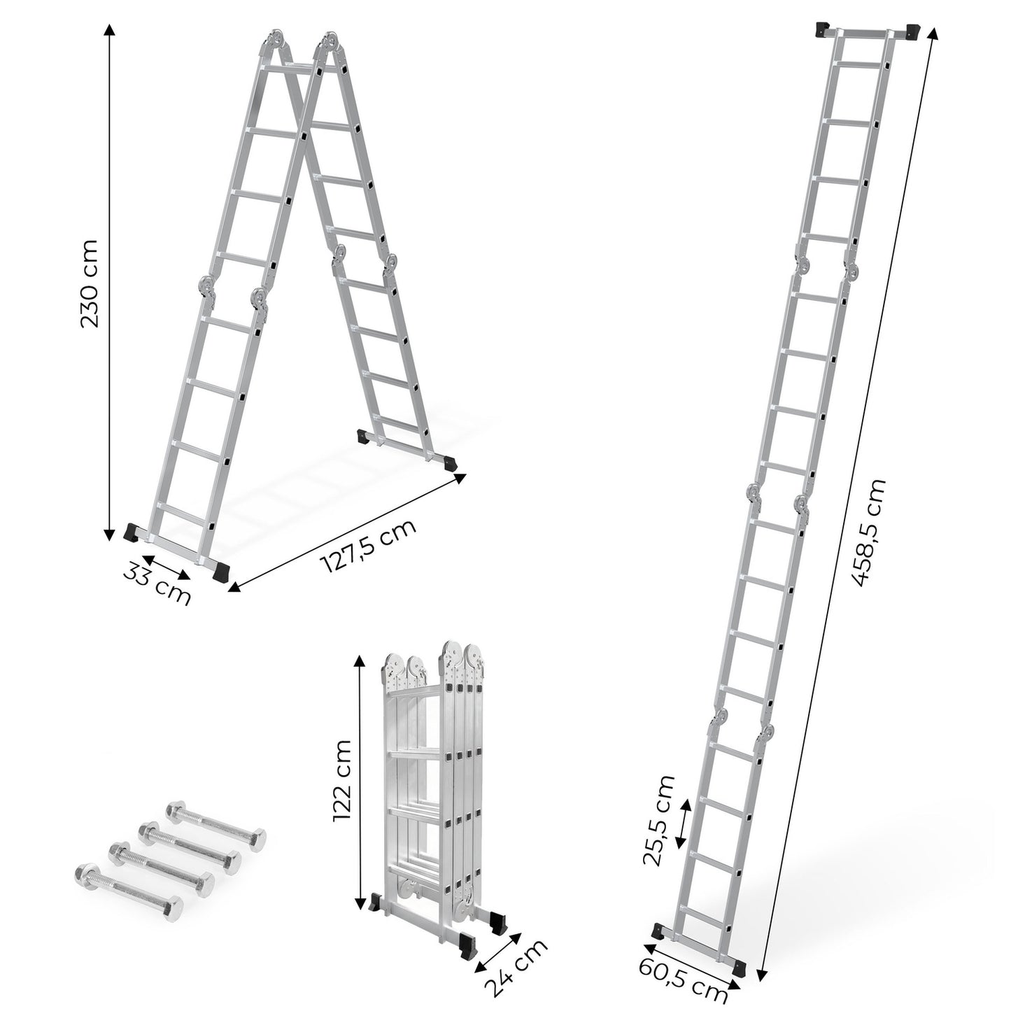 Aluminum 4x4 Multi-Purpose Ladder, 150 kg Capacity