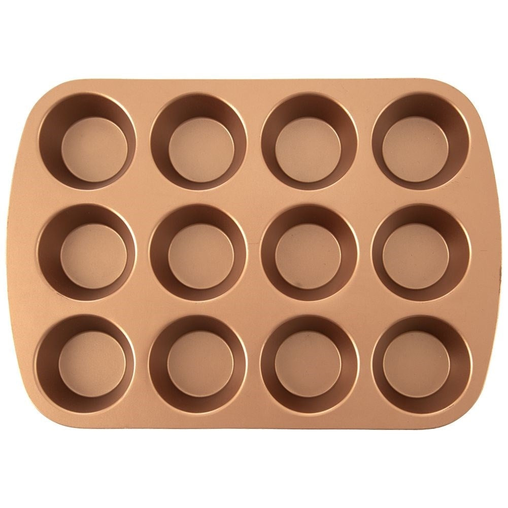 Aluminum baking tin for 12 muffins with non-stick coating