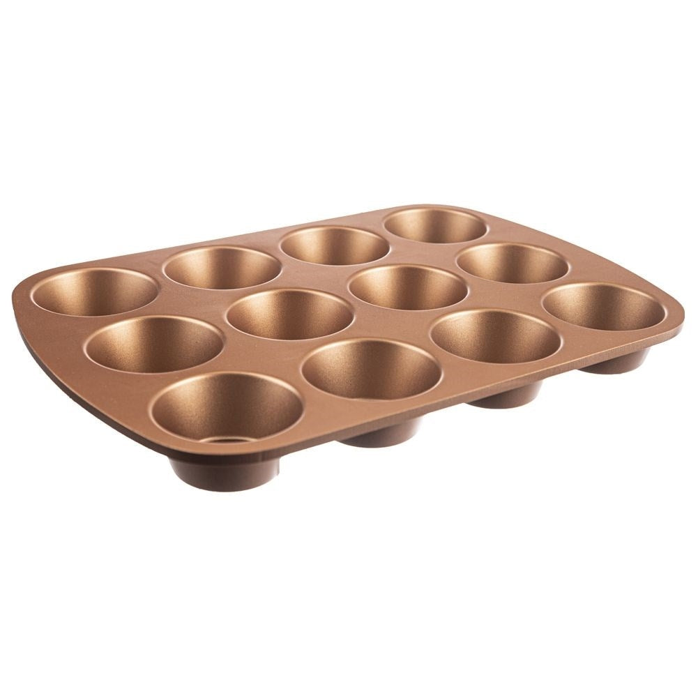 Aluminum baking tin for 12 muffins with non-stick coating