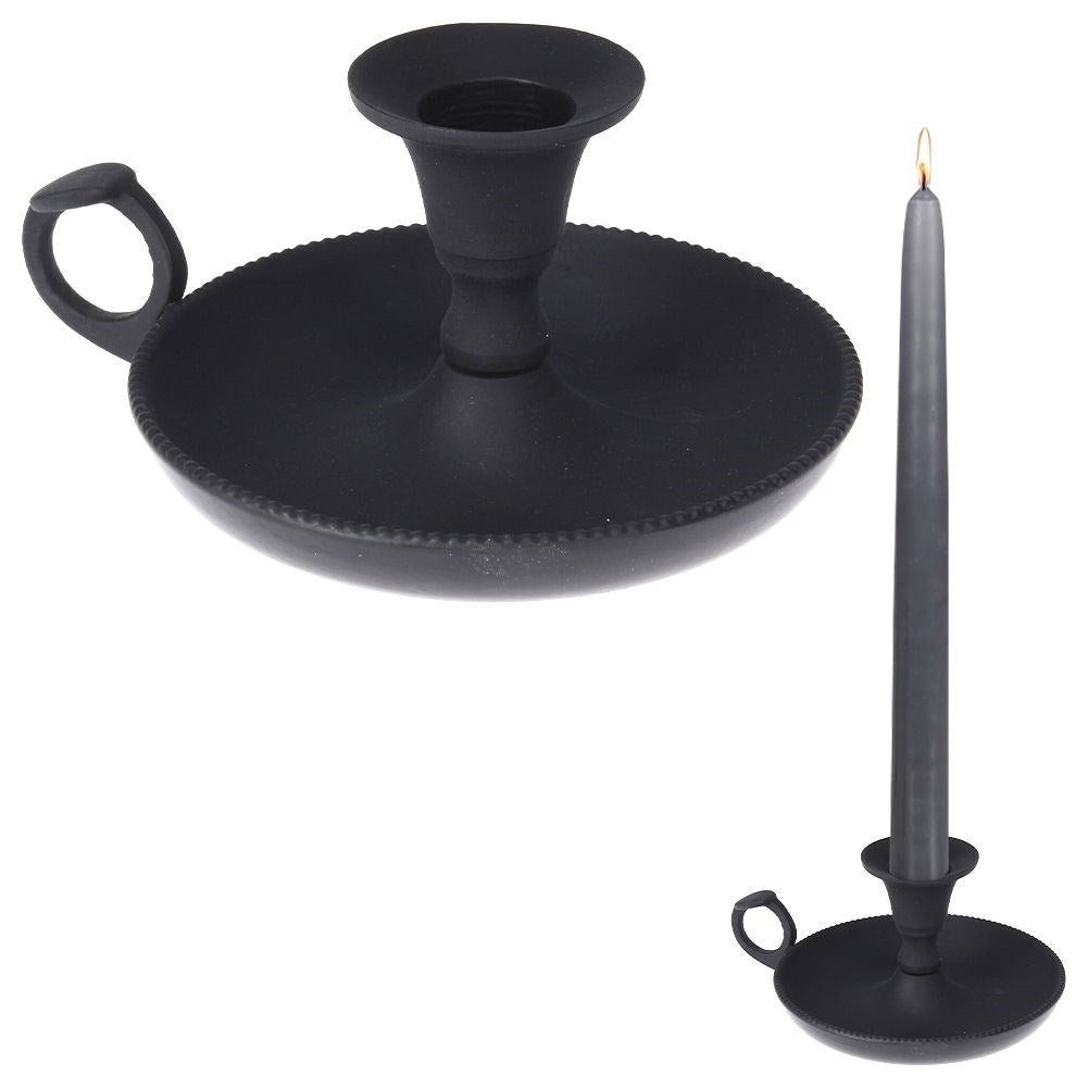 Aluminum candle holder with loft style handle
