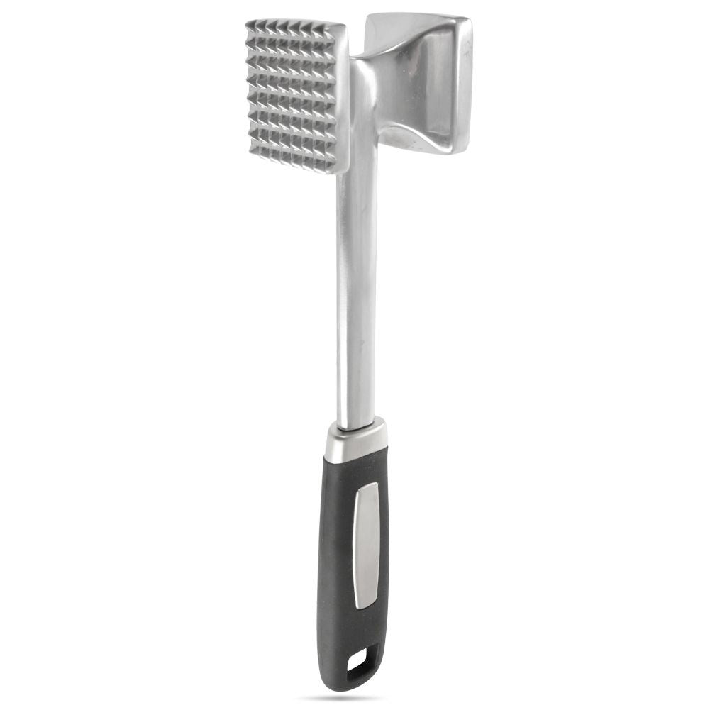 Aluminum meat mallet with rubber handle for a secure grip