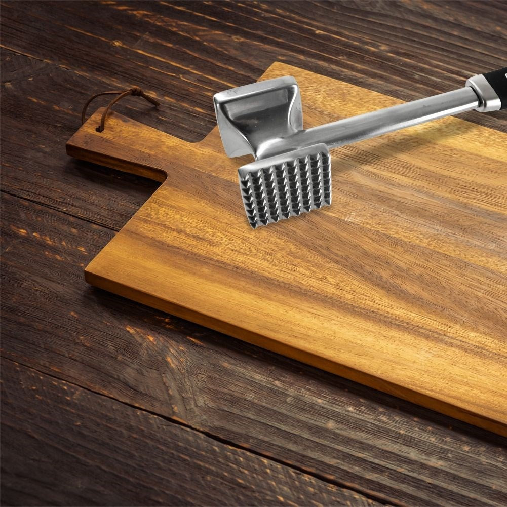 Aluminum meat mallet with rubber handle for a secure grip