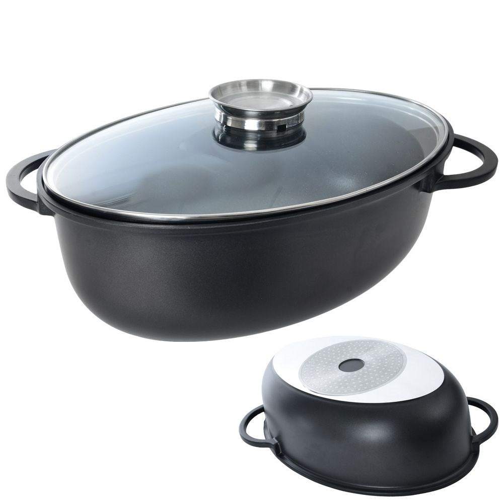 Aluminum roaster with lid, oval, 8 l, 43x30 cm