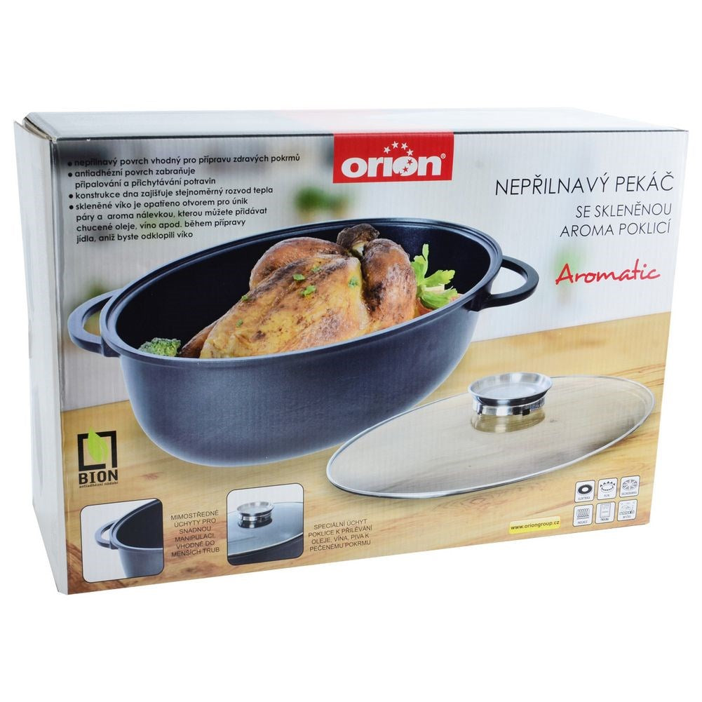 Aluminum roaster with lid, oval, 8 l, 43x30 cm