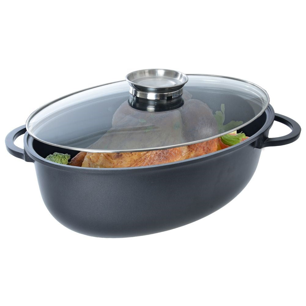 Aluminum roaster with lid, oval, 8 l, 43x30 cm