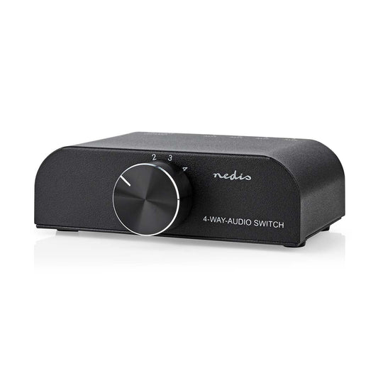 Analog Audio switch | 4-Port port(s) | Connection input: 1x 3.5 mm Audio Input / 3x (2x RCA Female) | Connection output: 1x (2x RCA Female) | Instruction book | Metal | Anthracite