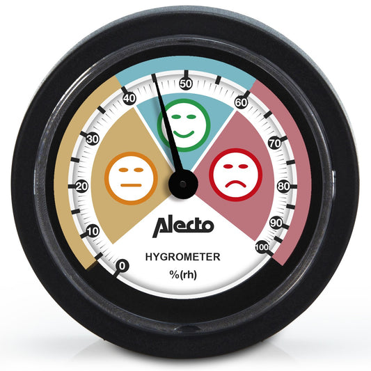 Analog Hygrometer, Black – Battery-Free, Wall-Mountable
