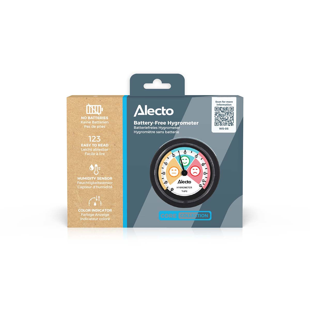Analog Hygrometer, Black – Battery-Free, Wall-Mountable