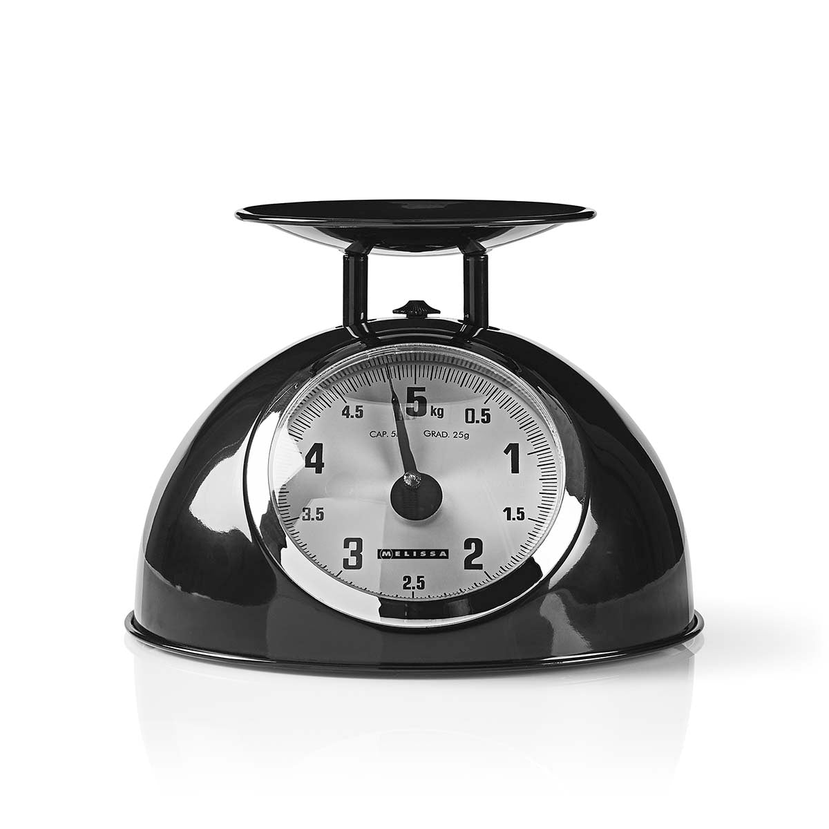 Analog Kitchen Scale, Metal, 5kg Capacity, Black