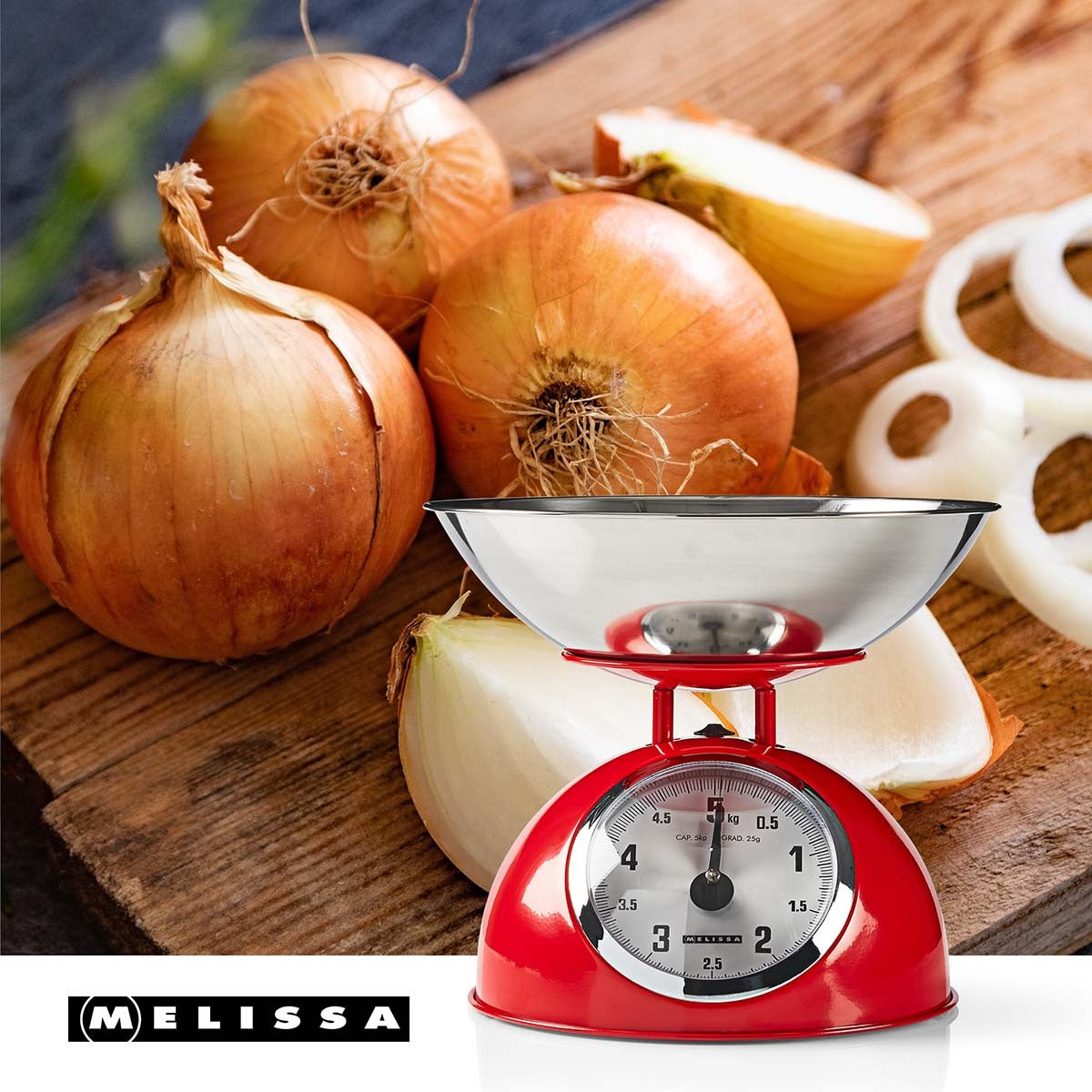 Analog Kitchen Scale, Metal, Removable Bowl, 5kg Capacity