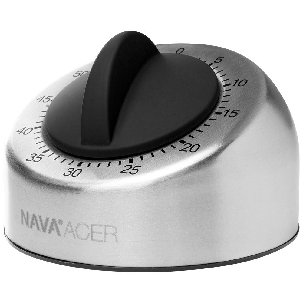 Analog kitchen timer in durable stainless steel