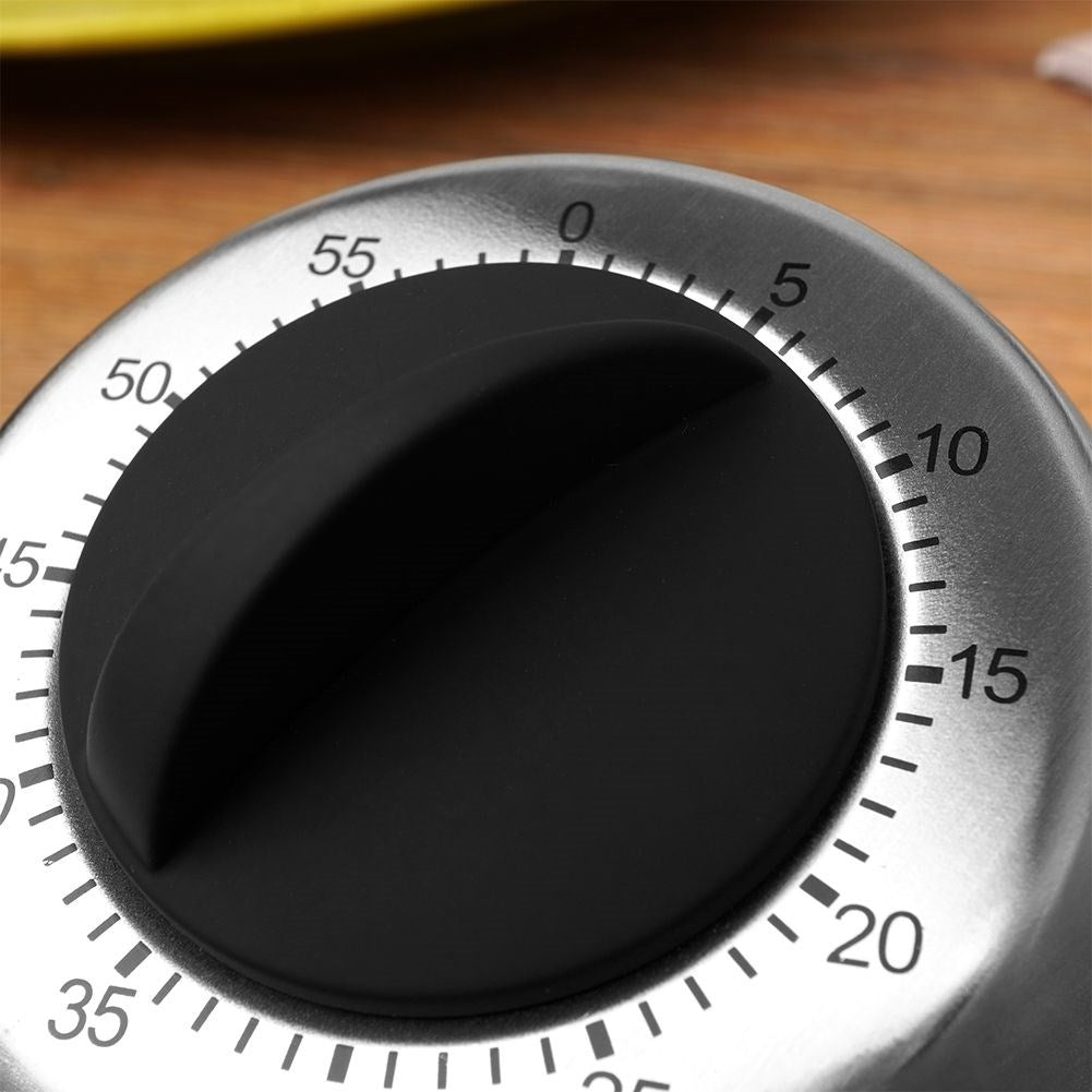 Analog kitchen timer in durable stainless steel