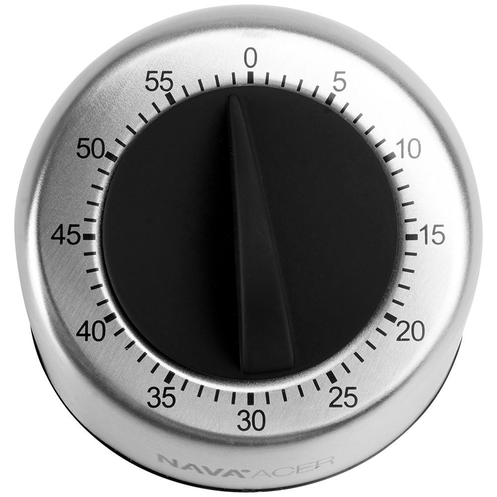 Analog kitchen timer in durable stainless steel