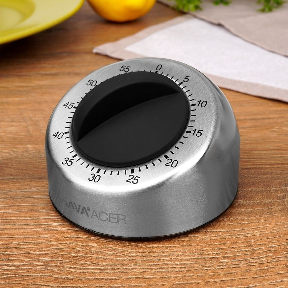 Analog kitchen timer in durable stainless steel