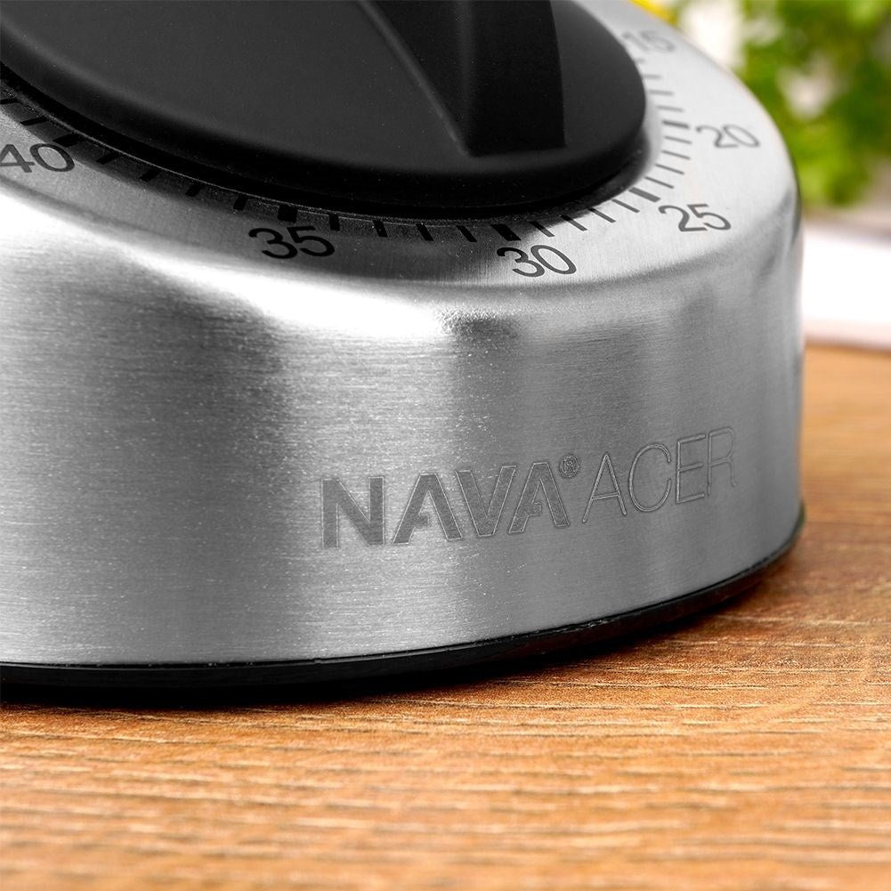 Analog kitchen timer in durable stainless steel