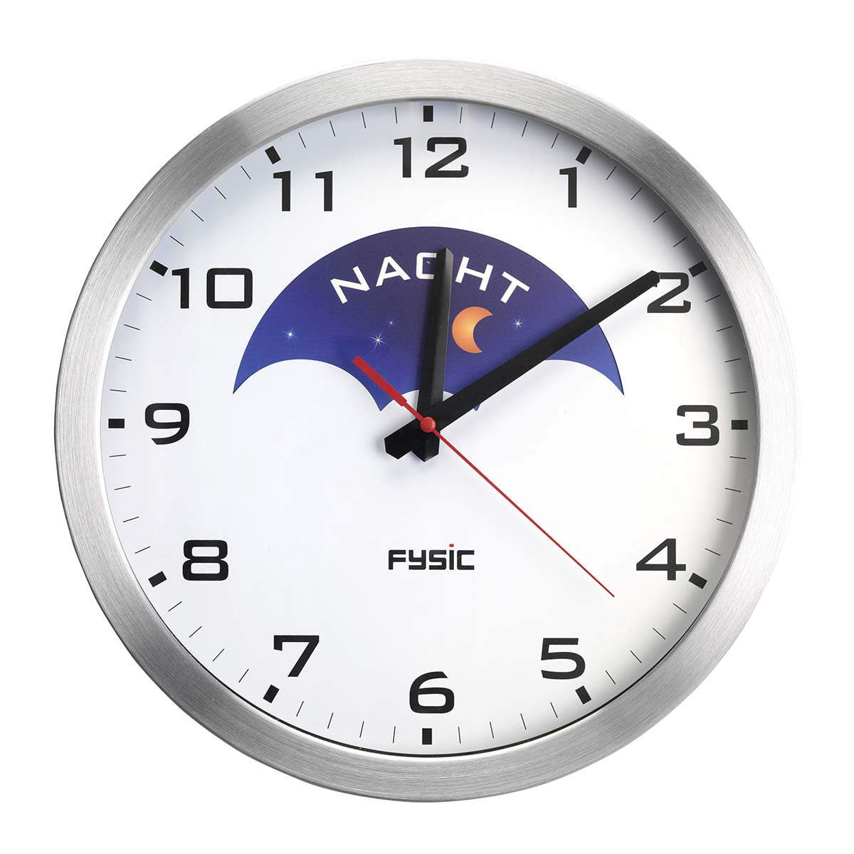 Analogue Dementia Clock with Day/Night Images, Aluminium