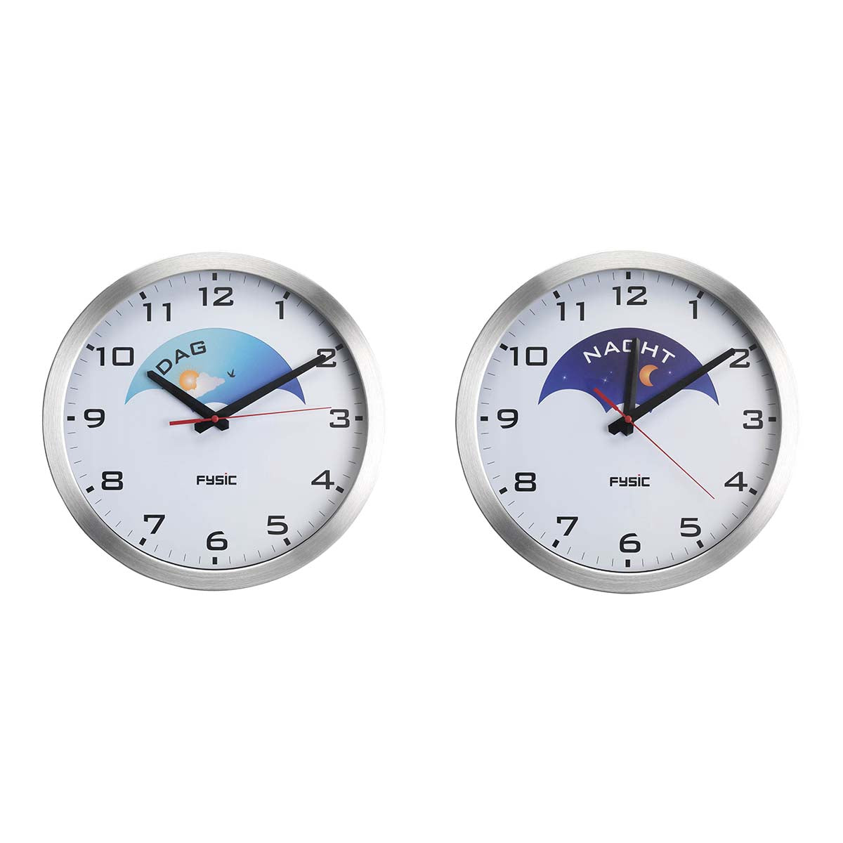 Analogue Dementia Clock with Day/Night Images, Aluminium