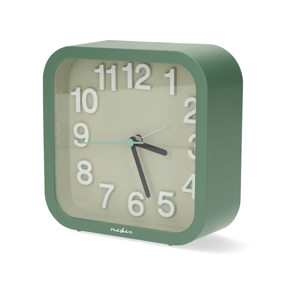 Analogue Desk Alarm Clock, Silent, Snooze, Green