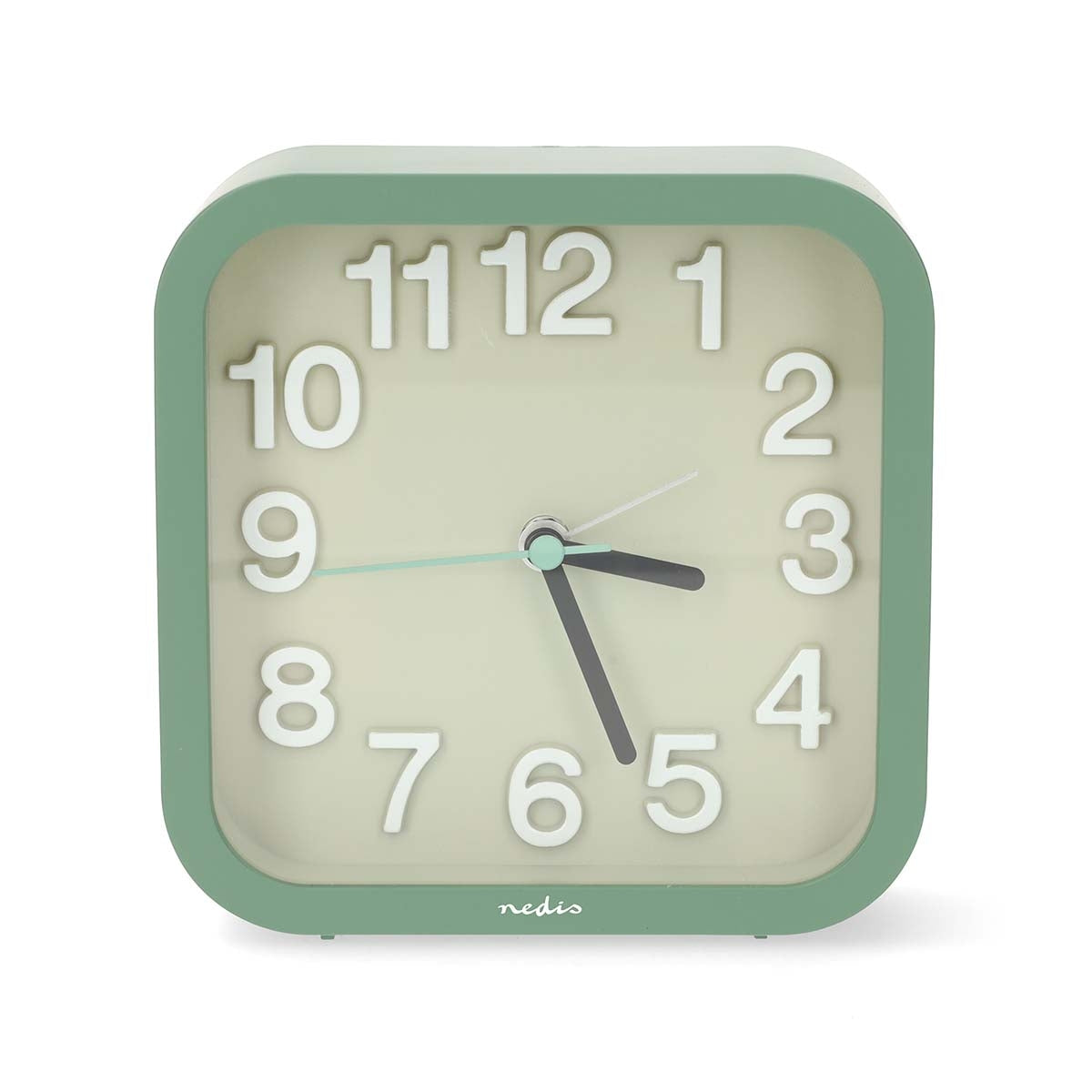 Analogue Desk Alarm Clock, Silent, Snooze, Green