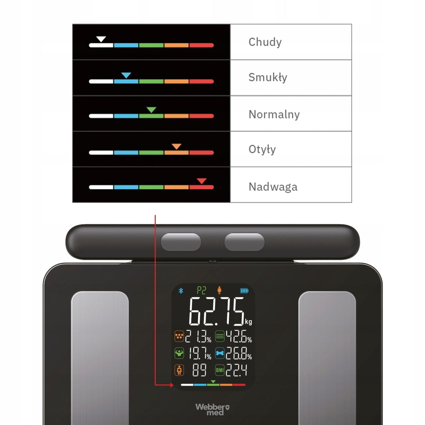 Analytical bathroom scale 15 parameters Apple Health Google Fit SCALA WEBBER