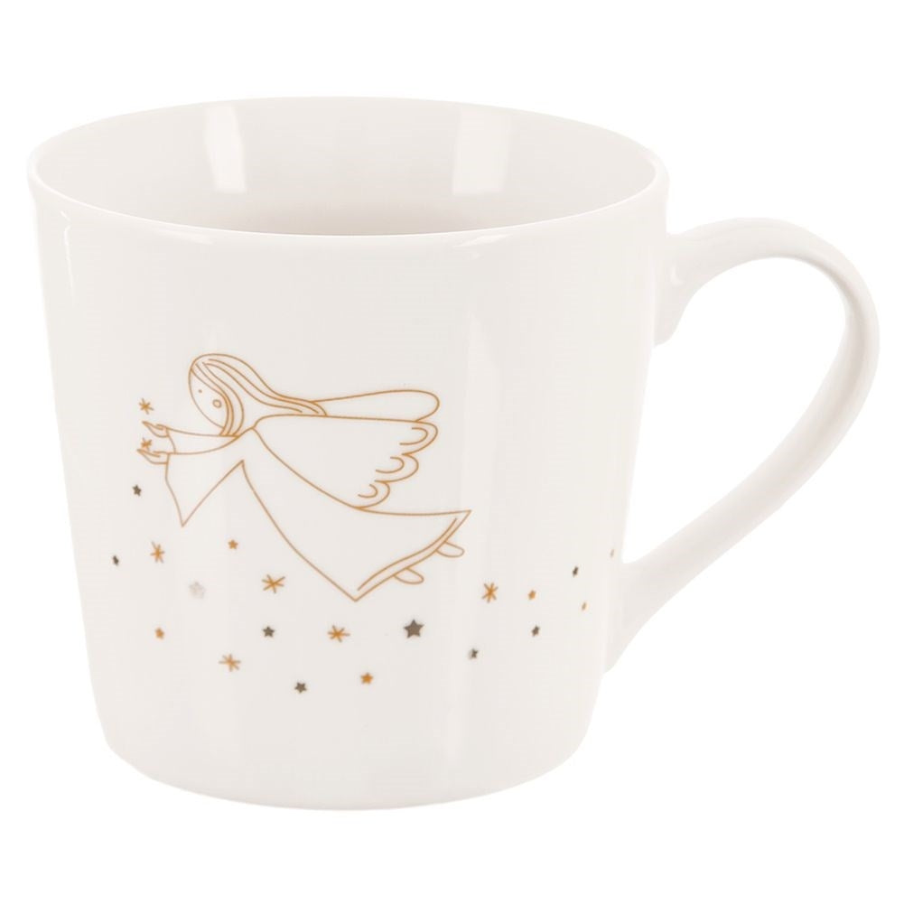Angel Mug in White Porcelain - Microwave Safe and Elegant