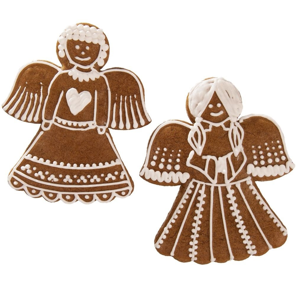 Angel shaped gingerbread tin in stainless steel, dishwasher safe