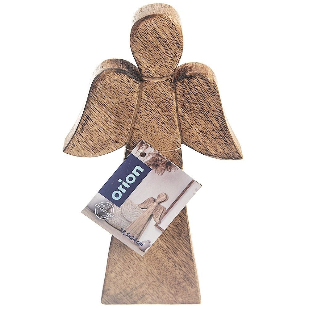 Angel wooden figure in mango wood - Classic and Natural Decoration