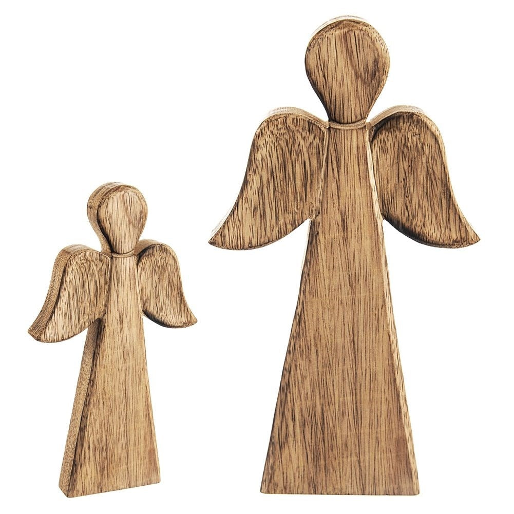 Angel wooden figure in mango wood - Classic and Natural Decoration