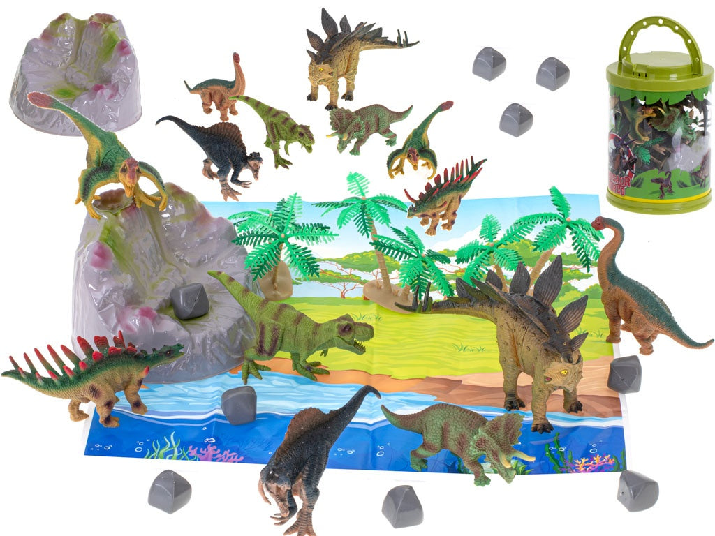 Animal figures dinosaurs 7pcs + mat and accessories set