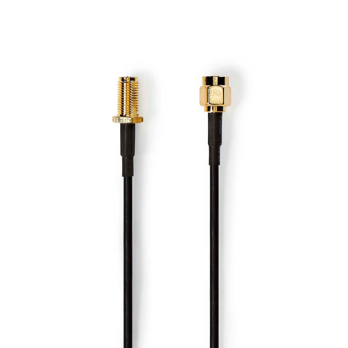 Antenna cable | RP SMA Male | RP SMA Female | Gold Plated | 50 Ohm | Single shell protection | 3.00 m | Round | PVC | Black | Label