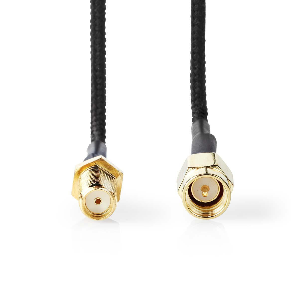 Antenna cable | SMA Female | SMA Male | Gold Plated | 50 Ohm | Single shell protection | 0.50 m | Round | Braided | Black | Plastic bag