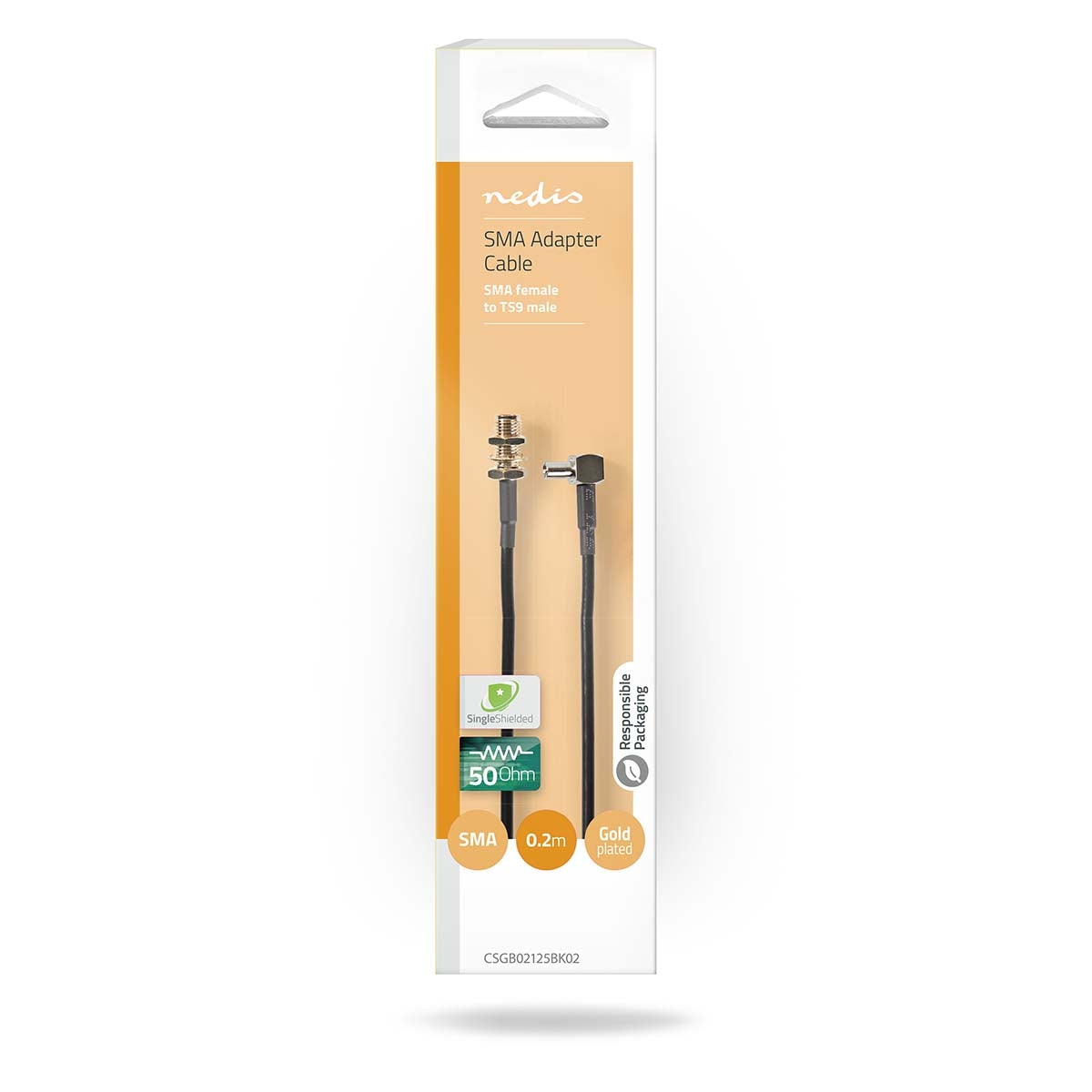 Antenna cable | SMA Female | TS9 | Gold Plated | 50 Ohm | Single shell protection | 0.20 m | Round | PVC | Black | Box