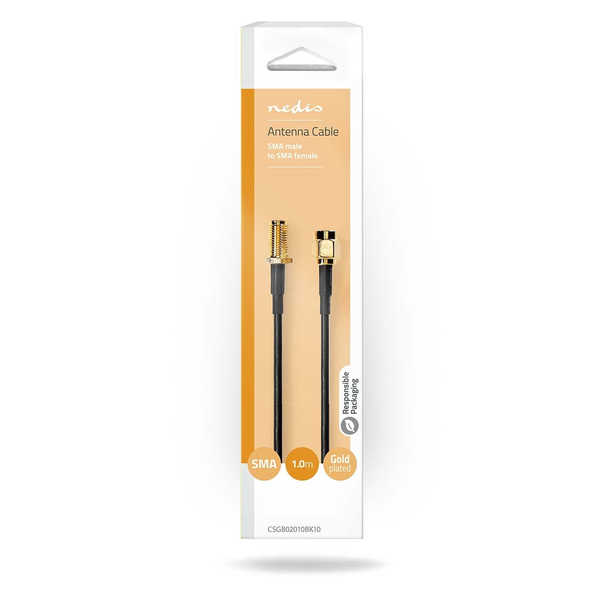 Antenna cable | SMA Male | SMA Female | Gold Plated | 50 Ohm | Single shell protection | 1.00 m | Round | PVC | Black | Box