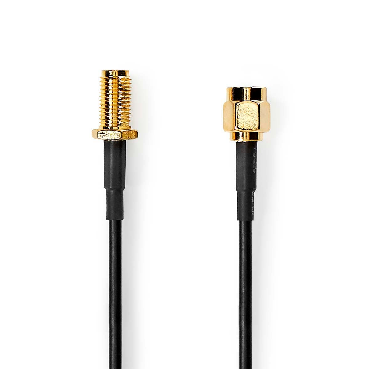 Antenna cable | SMA Male | SMA Female | Gold Plated | 50 Ohm | Single shell protection | 3.00 m | Round | PVC | Black | Label
