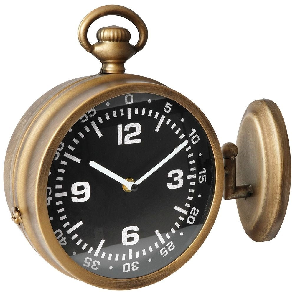 Antique Two-Sided Clock with Black Dial and Gold Tint