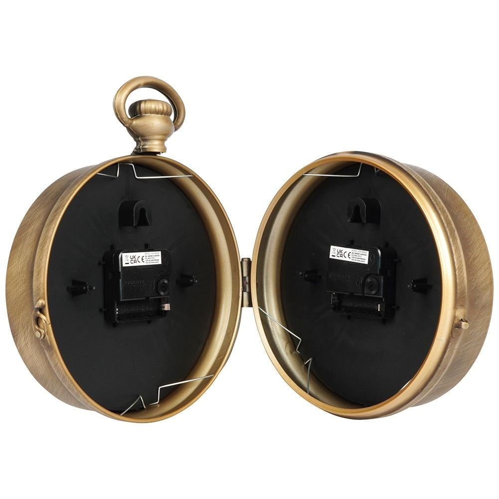 Antique Two-Sided Clock with Black Dial and Gold Tint