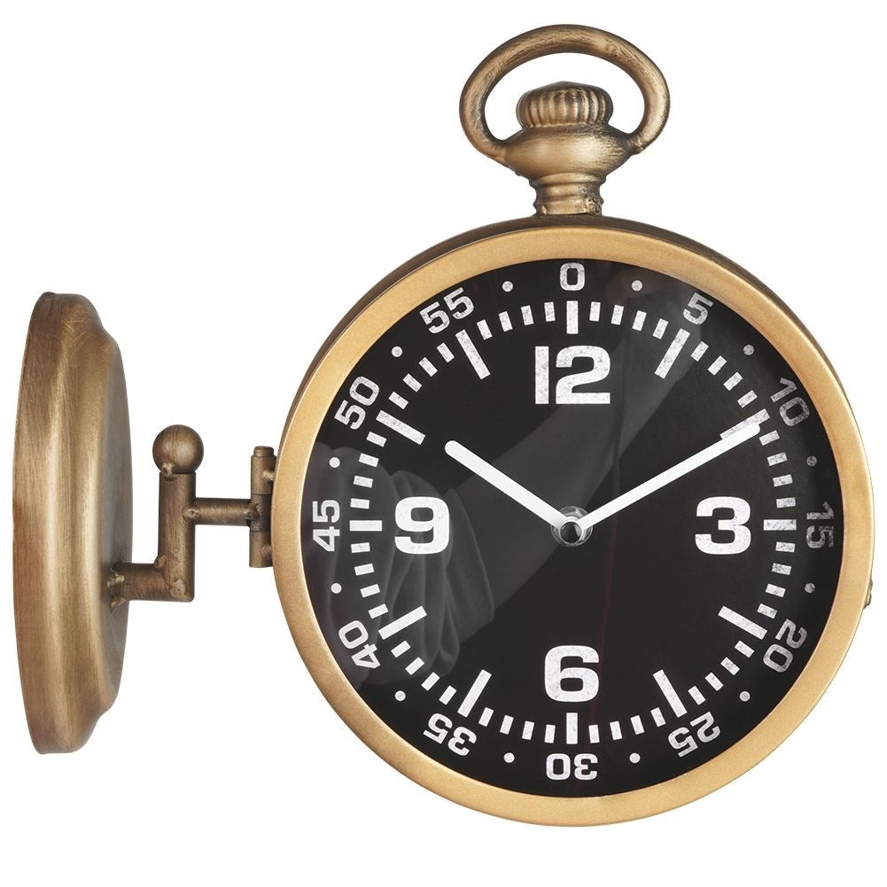 Antique Two-Sided Clock with Black Dial and Gold Tint