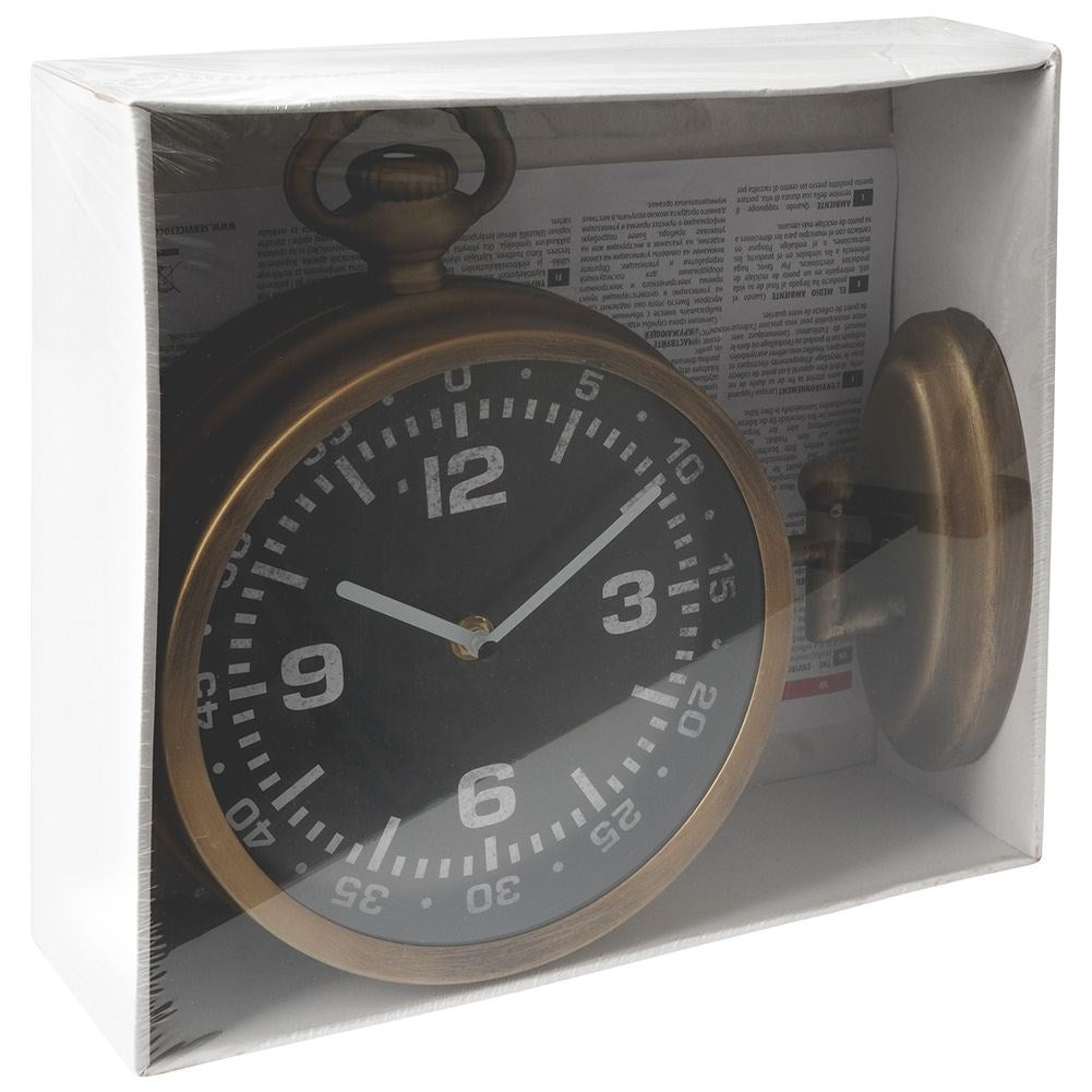 Antique Two-Sided Clock with Black Dial and Gold Tint