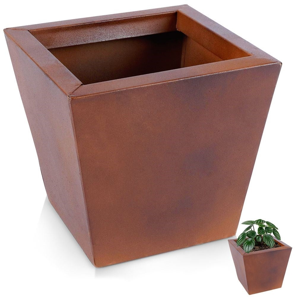 Antique metal pot with rusty effect for flowers and plants