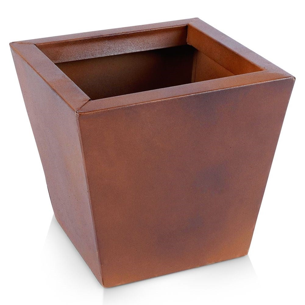 Antique metal pot with rusty effect for flowers and plants