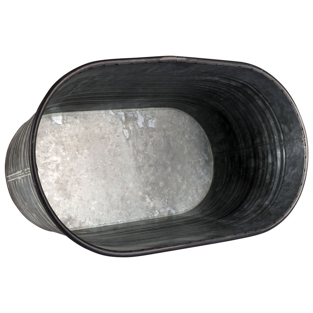 Antique rectangular pot in galvanized metal with rust effect