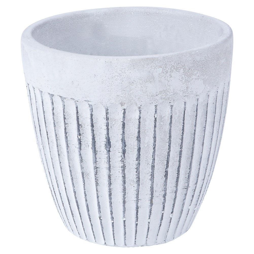 Antique white ceramic flower pot with worn effects and slip protection