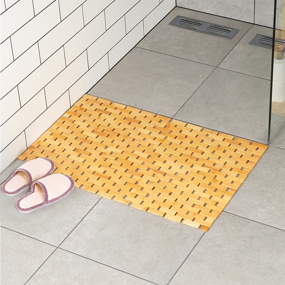 Anti-slip bathroom mat bamboo 80x50 cm