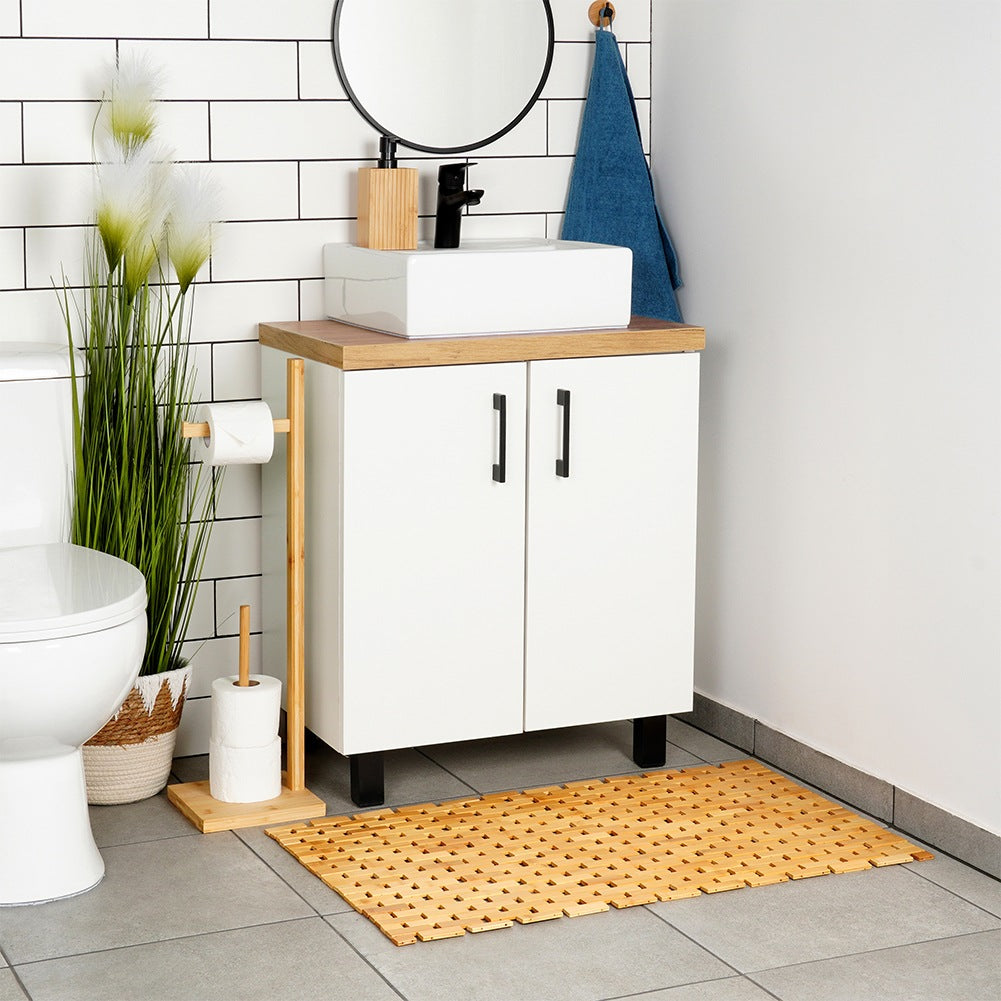 Anti-slip bathroom mat bamboo 80x50 cm