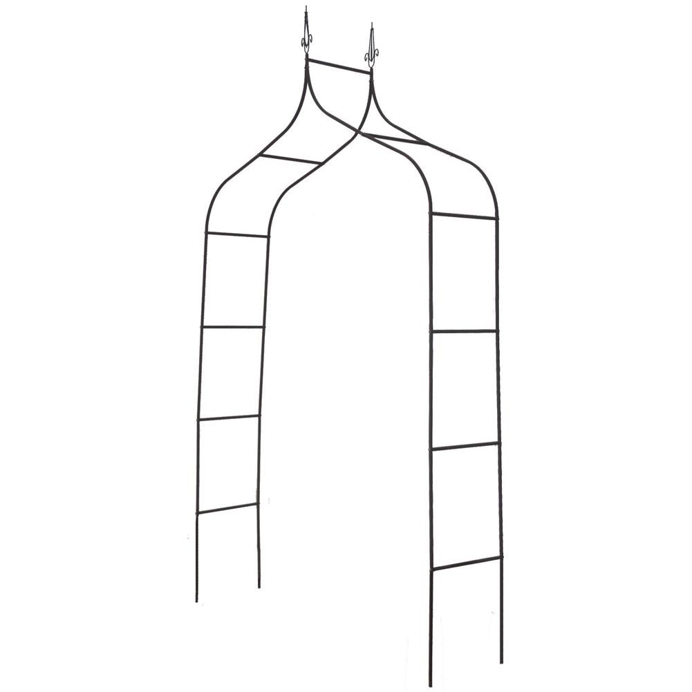 Arched garden ladder for climbing plants, metal, with anchor