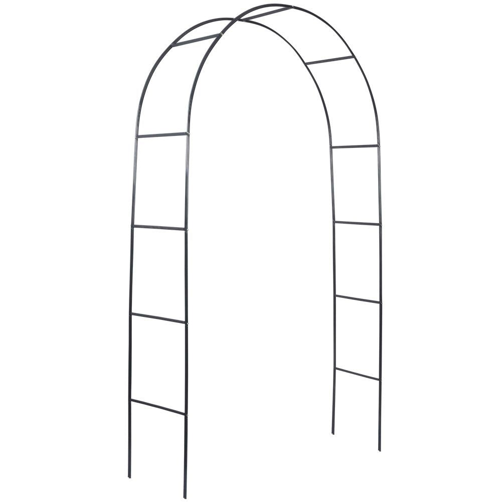 Arched garden pergola for climbing plants in dark green metal
