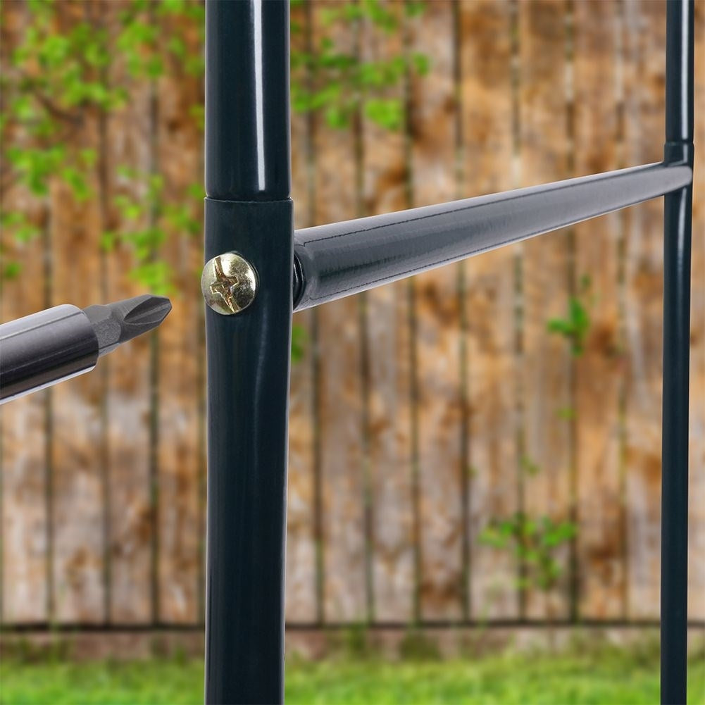 Arched garden pergola for climbing plants in dark green metal